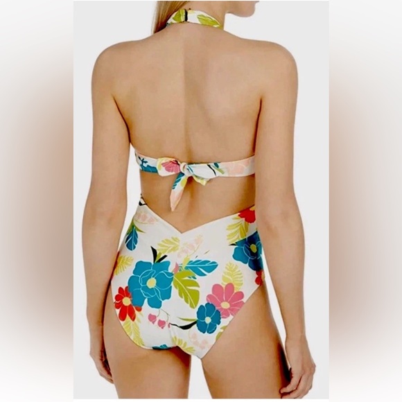 Kate Spade Tropical Floral Knotted Halter One-Piece Swimsuit $148 Sz LARGE (12) - Picture 3 of 8